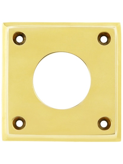 Solid Brass Square Cylinder Escutcheon - 2 1/2 inch x 2 1/2 inch in Unlacquered Brass.
